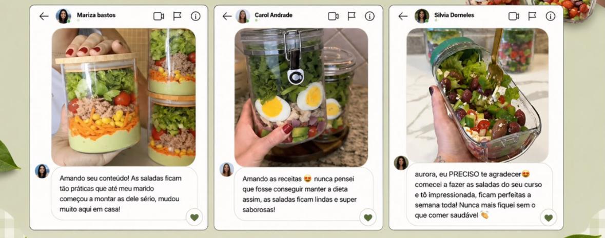 Depoimento real de Mariza Bastos mostrando suas saladas no pote